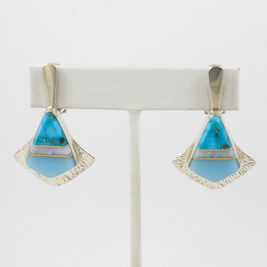 Turquoise and Chalcedony Earrings by Duane Maktima - Garland's