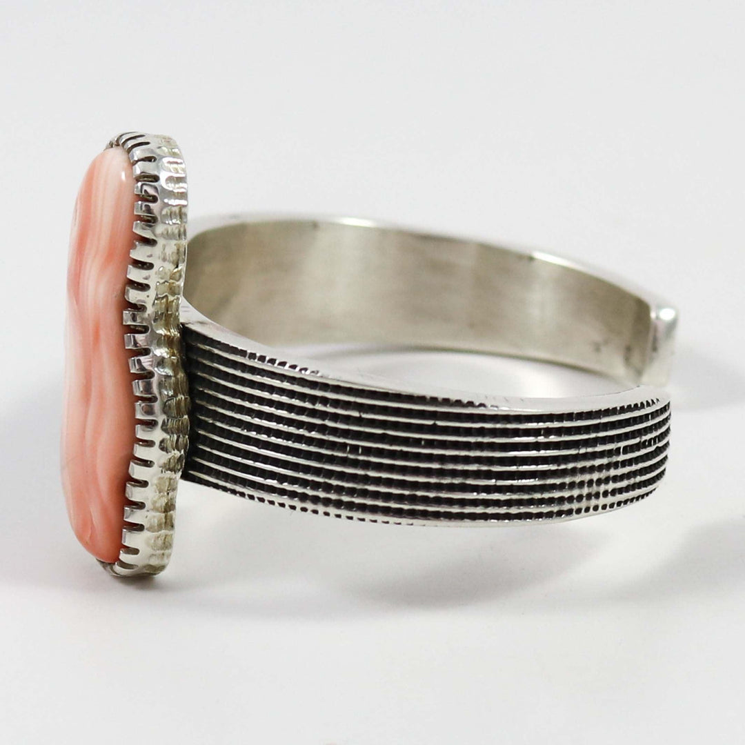 Turquoise and Coral Cuff by Alvin Yellowhorse - Garland's