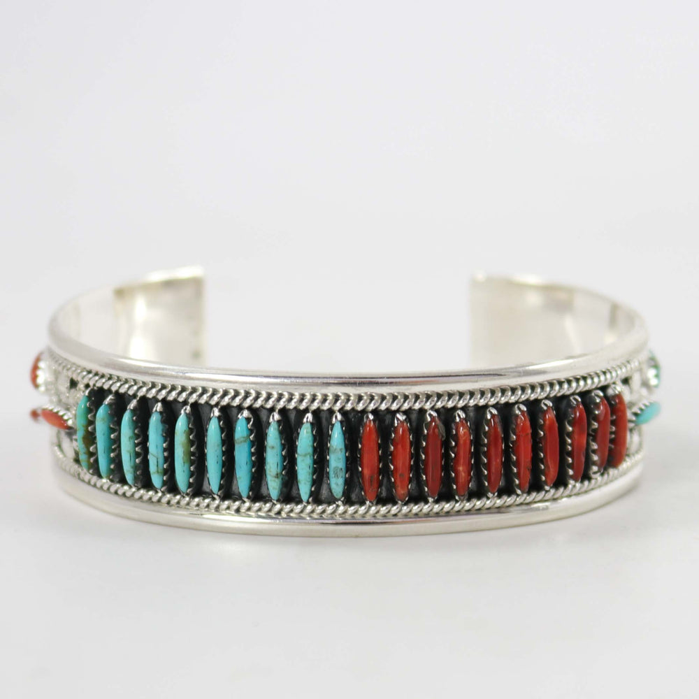 Turquoise and Coral Cuff by Frances Begay - Garland's