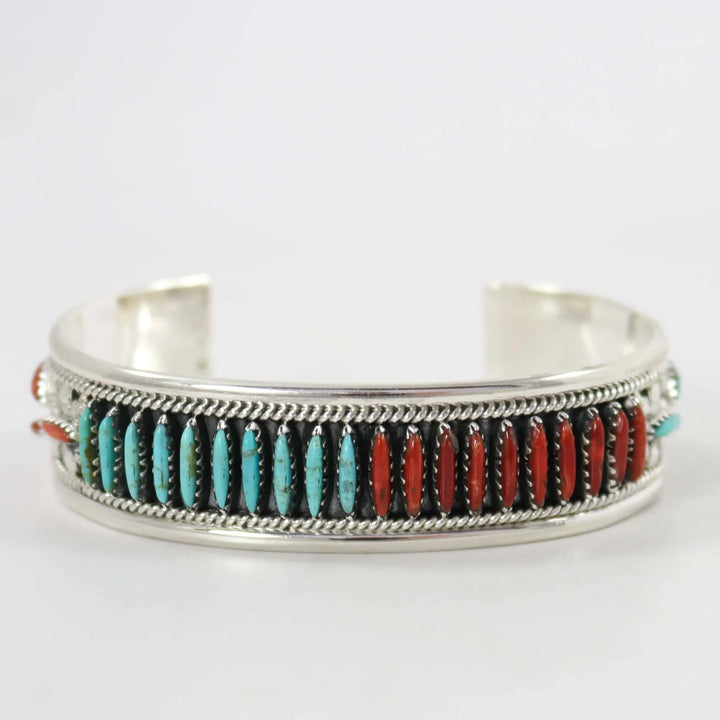 Turquoise and Coral Cuff by Frances Begay - Garland's