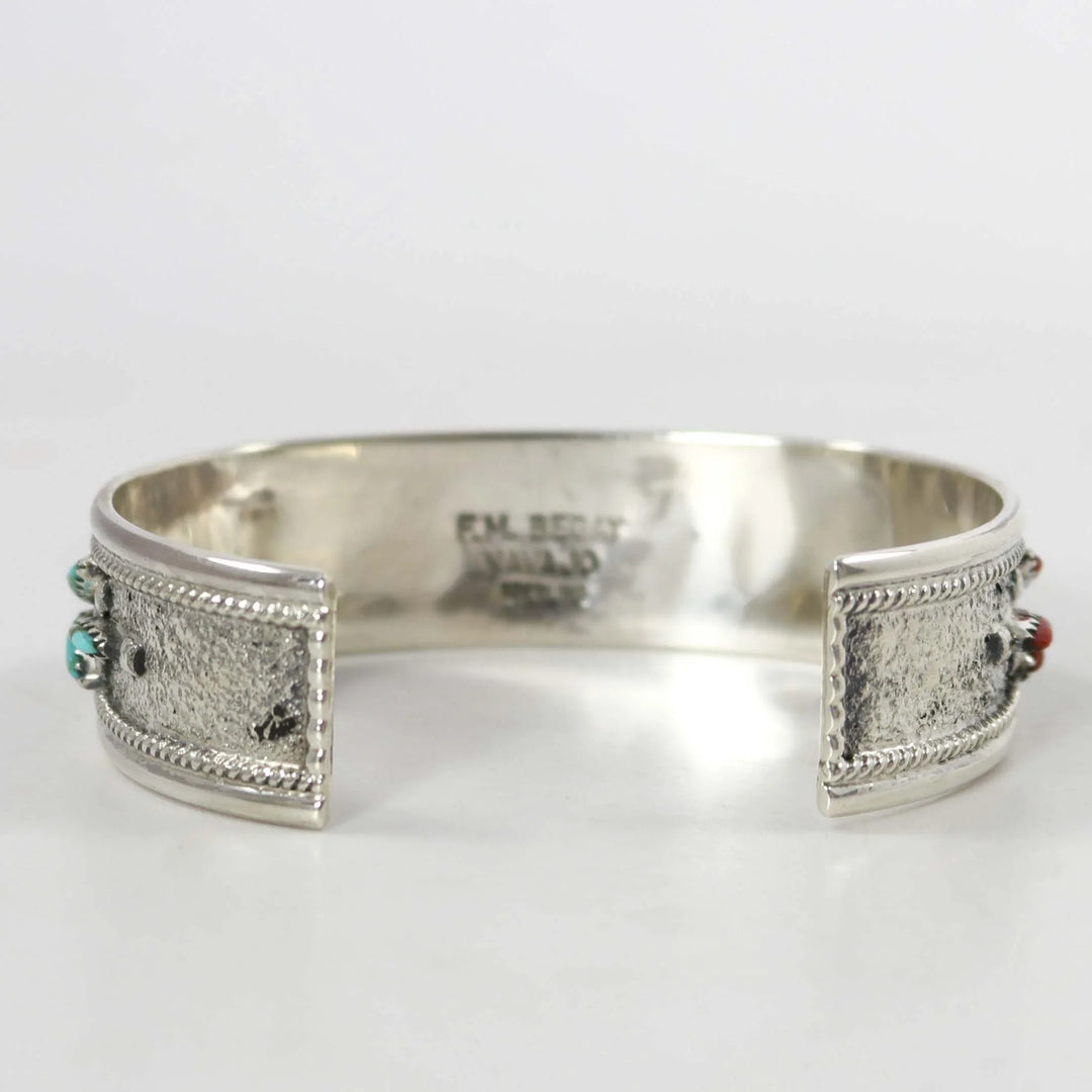 Turquoise and Coral Cuff by Frances Begay - Garland's