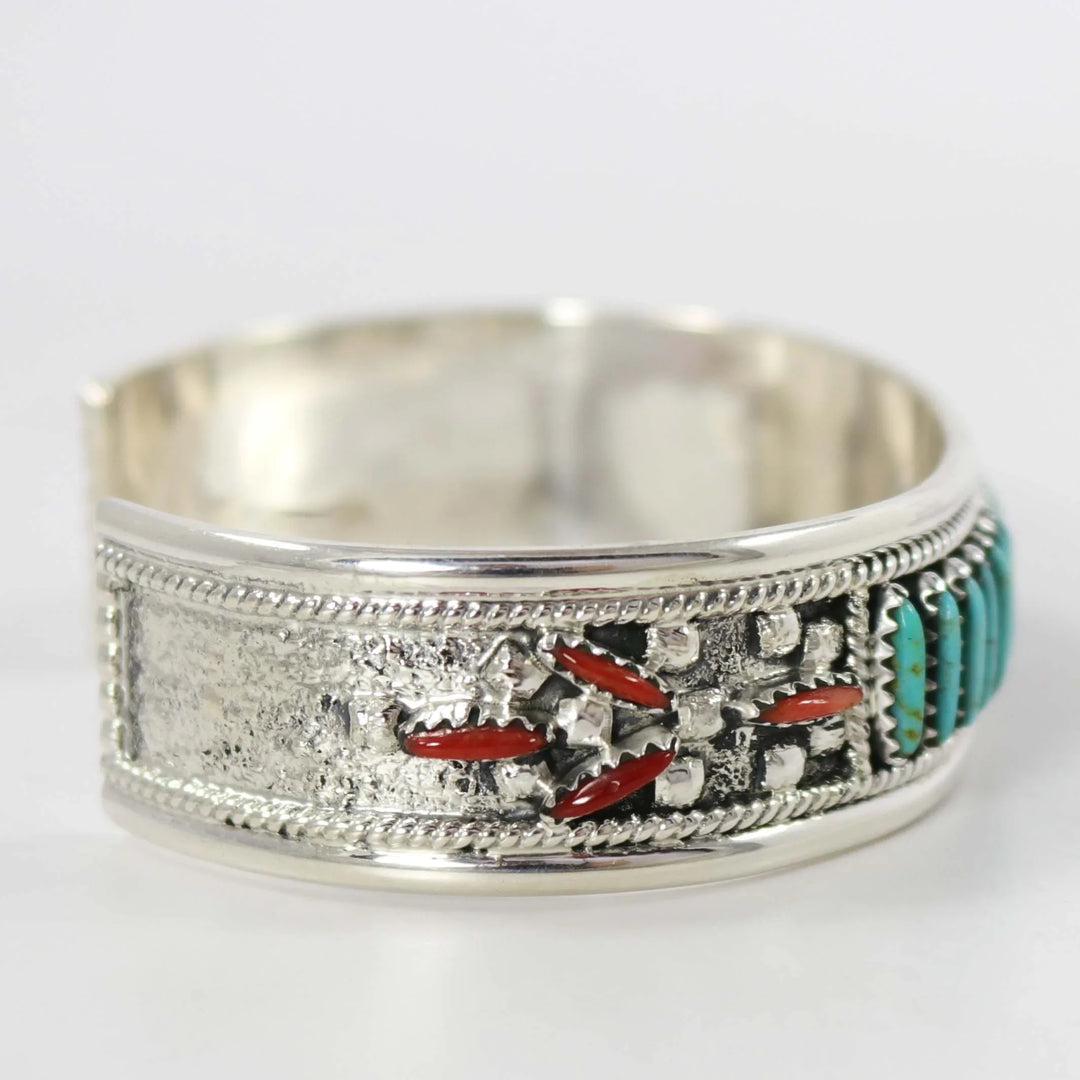 Turquoise and Coral Cuff by Frances Begay - Garland's