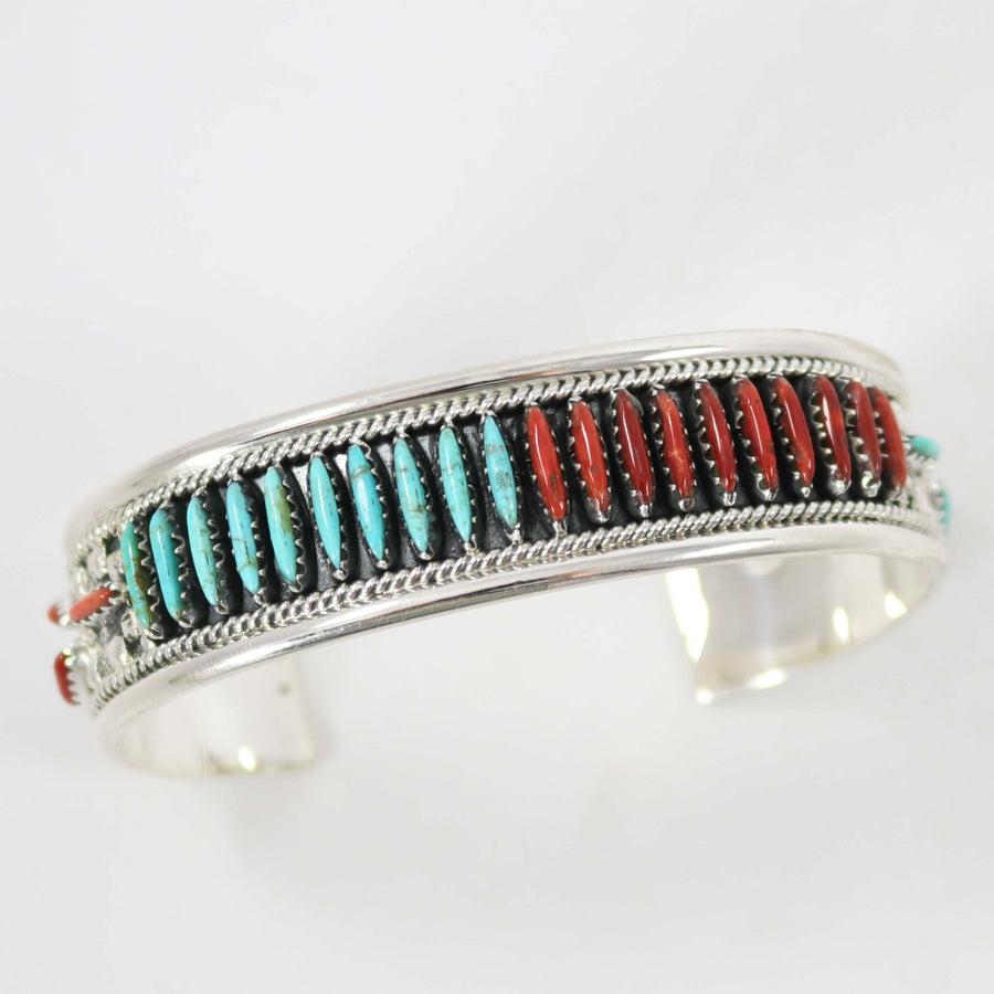 Turquoise and Coral Cuff by Frances Begay - Garland's