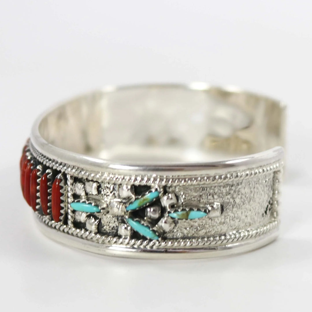 Turquoise and Coral Cuff by Frances Begay - Garland's