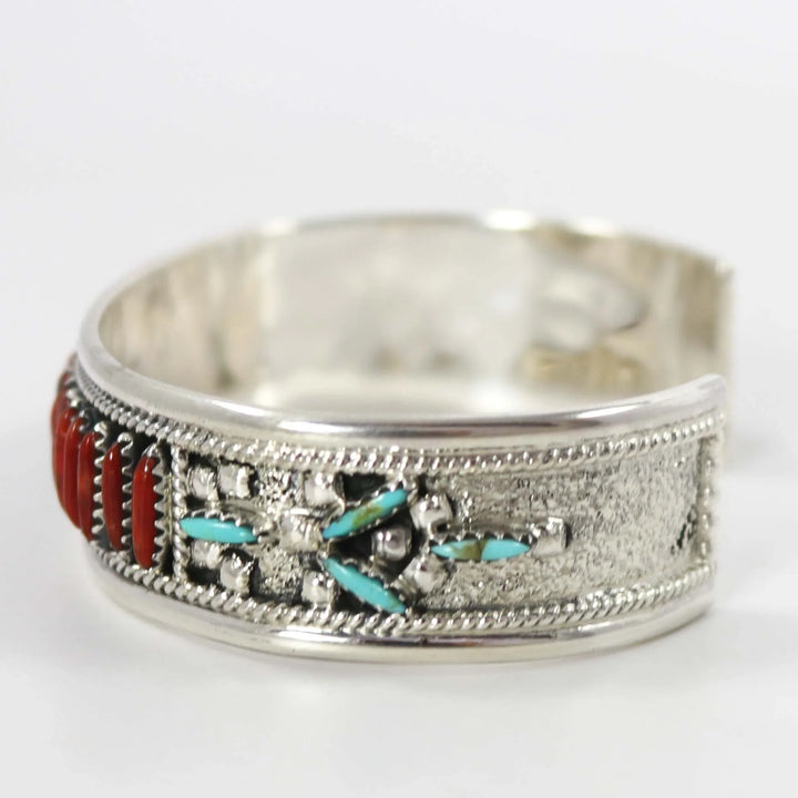 Turquoise and Coral Cuff by Frances Begay - Garland's