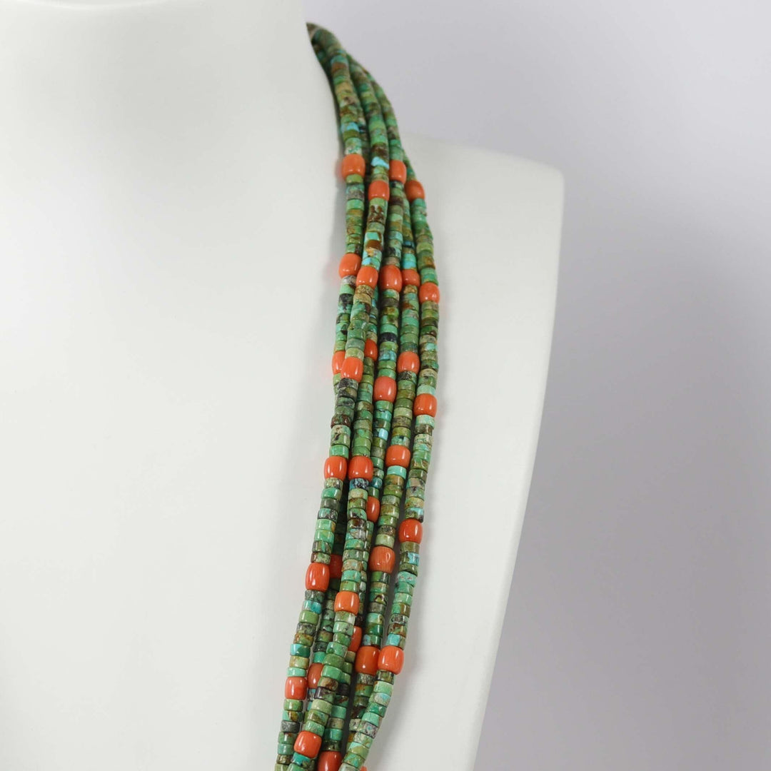 Turquoise and Coral Necklace by Don Lucas - Garland's