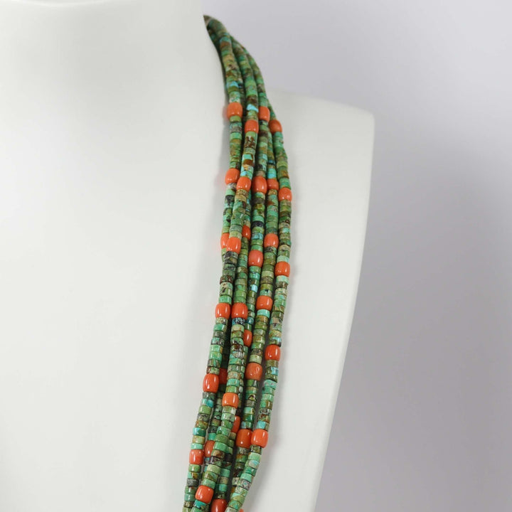 Turquoise and Coral Necklace by Don Lucas - Garland's