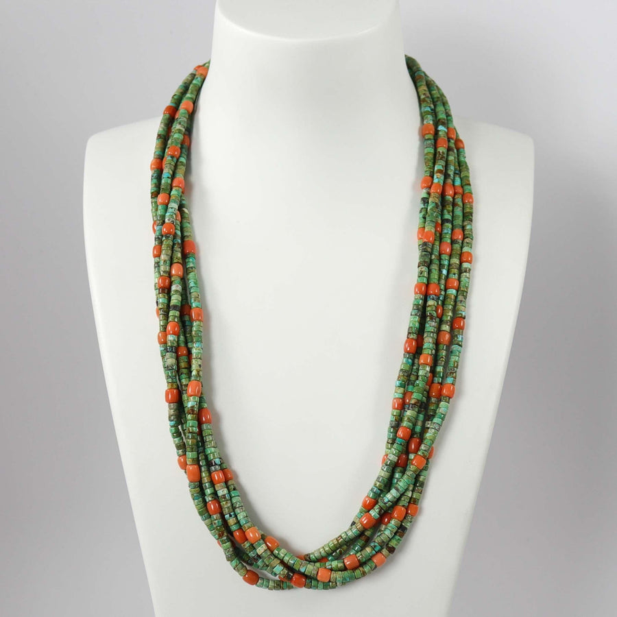 Turquoise and Coral Necklace by Don Lucas - Garland's