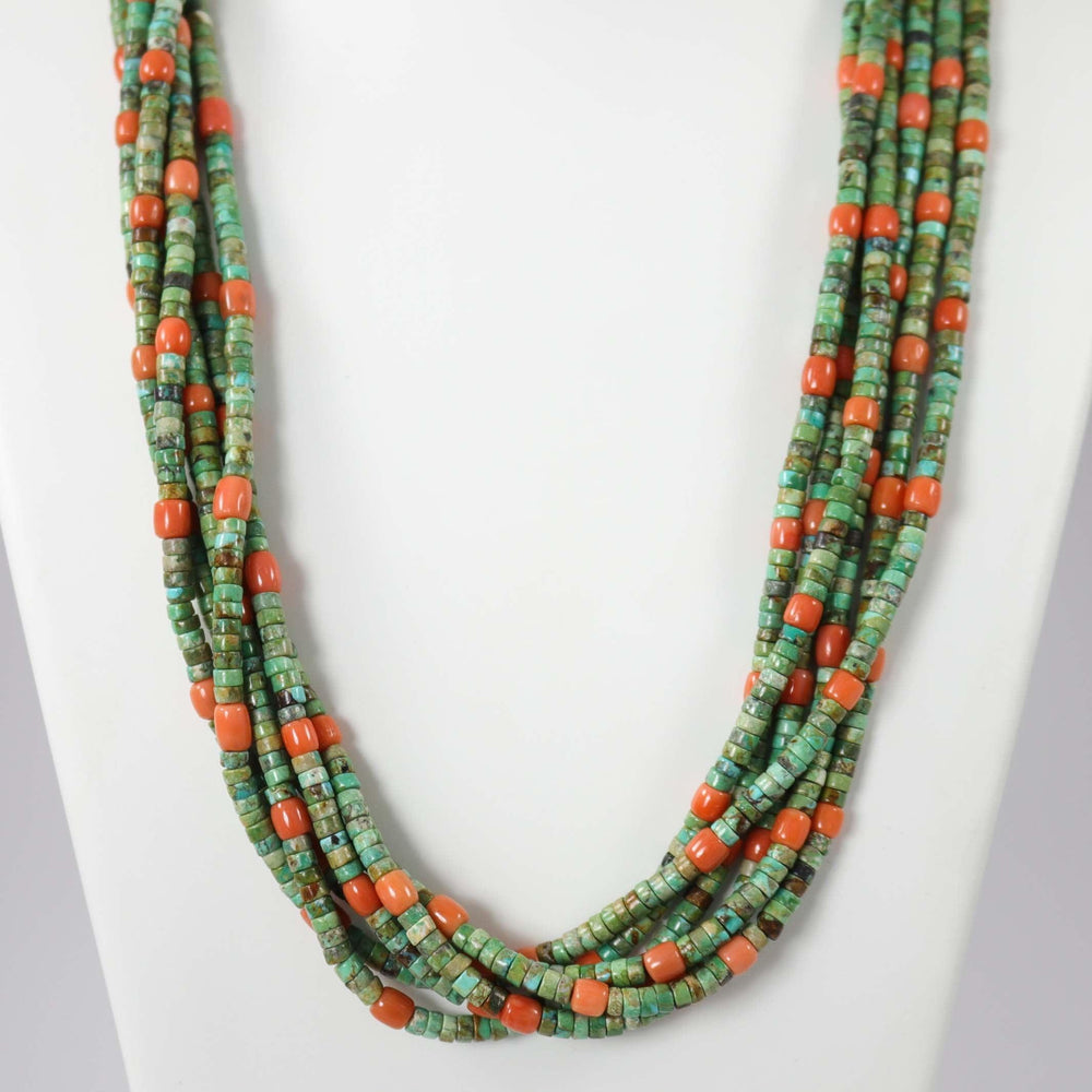 Turquoise and Coral Necklace by Don Lucas - Garland's