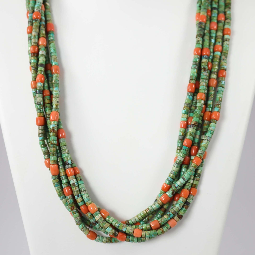 Turquoise and Coral Necklace by Don Lucas - Garland's