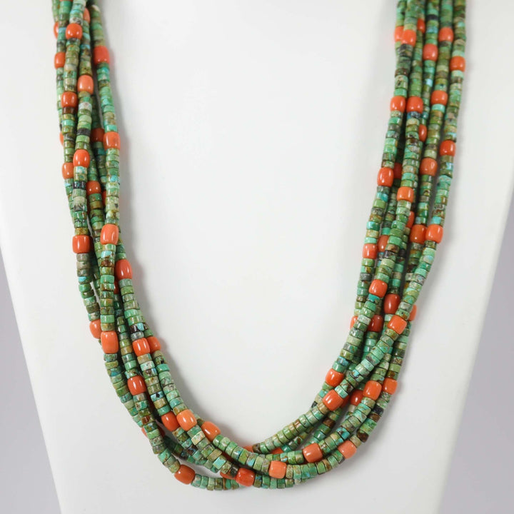 Turquoise and Coral Necklace by Don Lucas - Garland's