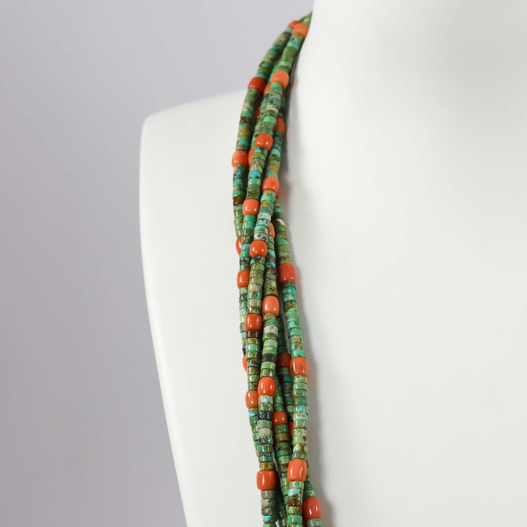 Turquoise and Coral Necklace by Don Lucas - Garland's