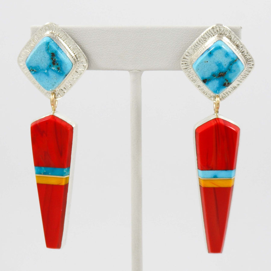 Turquoise and Rosarita Earrings by Duane Maktima - Garland's