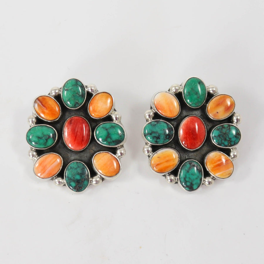 Turquoise and Spiny Earrings by J.B. Platero - Garland's