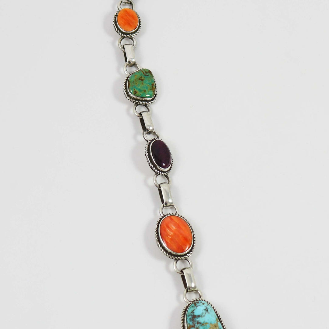 Turquoise and Spiny Oyster Shell Necklace by Clarissa and Vernon Hale - Garland's