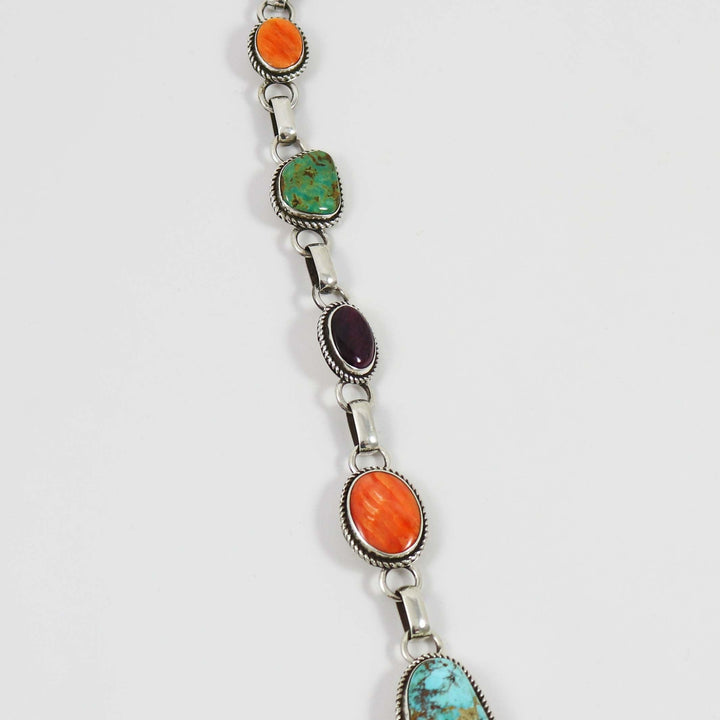 Turquoise and Spiny Oyster Shell Necklace by Clarissa and Vernon Hale - Garland's