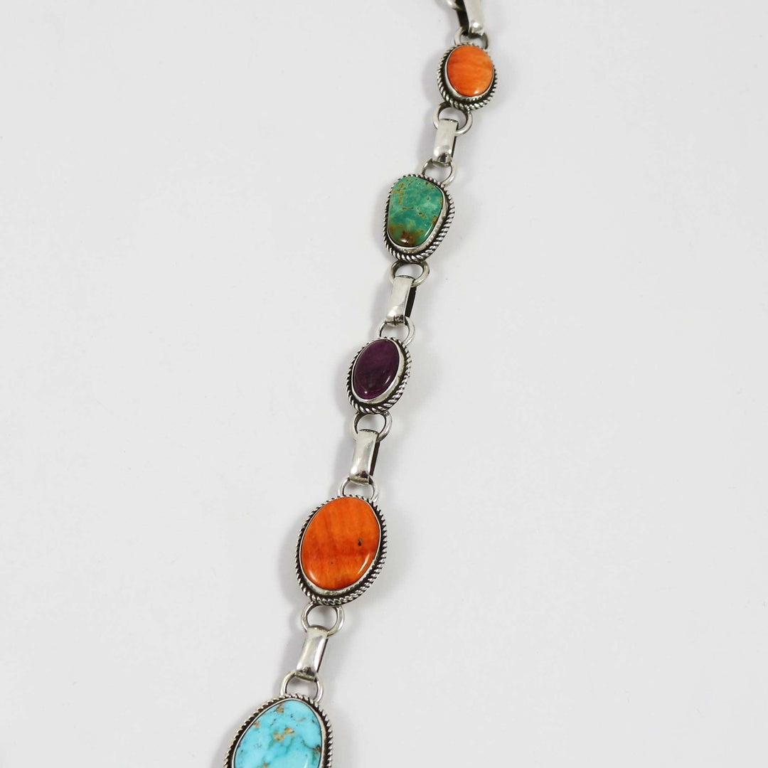 Turquoise and Spiny Oyster Shell Necklace by Clarissa and Vernon Hale - Garland's