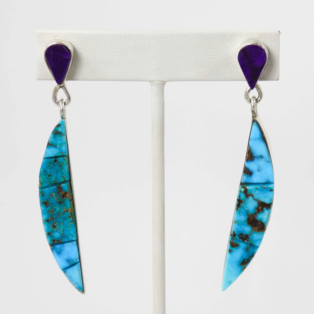 Turquoise and Sugilite Earrings by Na Na Ping - Garland's