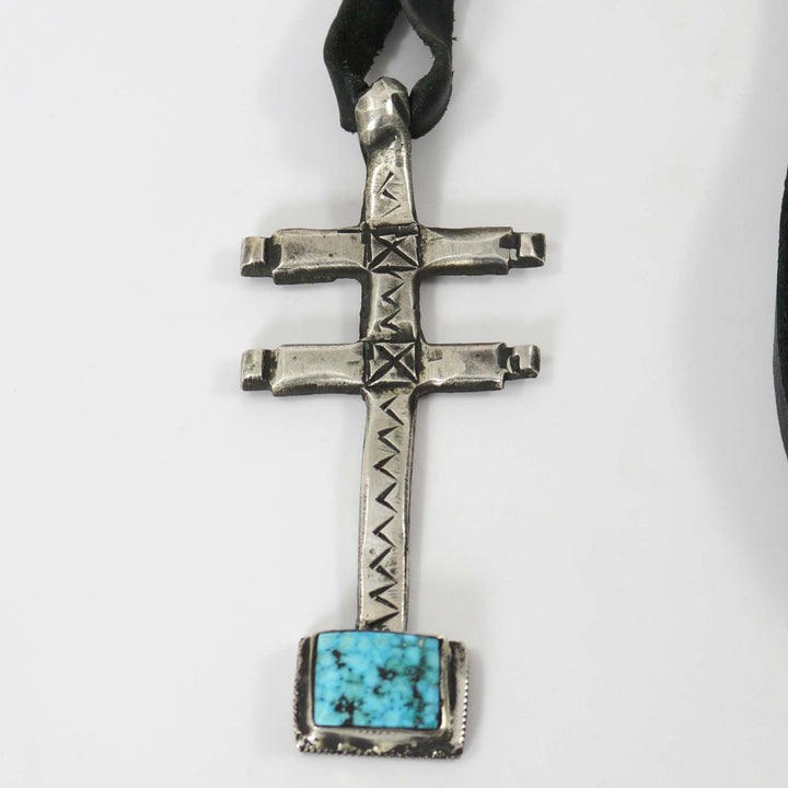 Turquoise Pueblo Cross Pendant by Jock Favour - Garland's