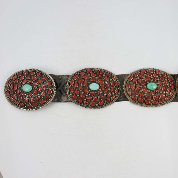 1950s Coral and Turquoise Concha Belt by Vintage Collection - Garland's