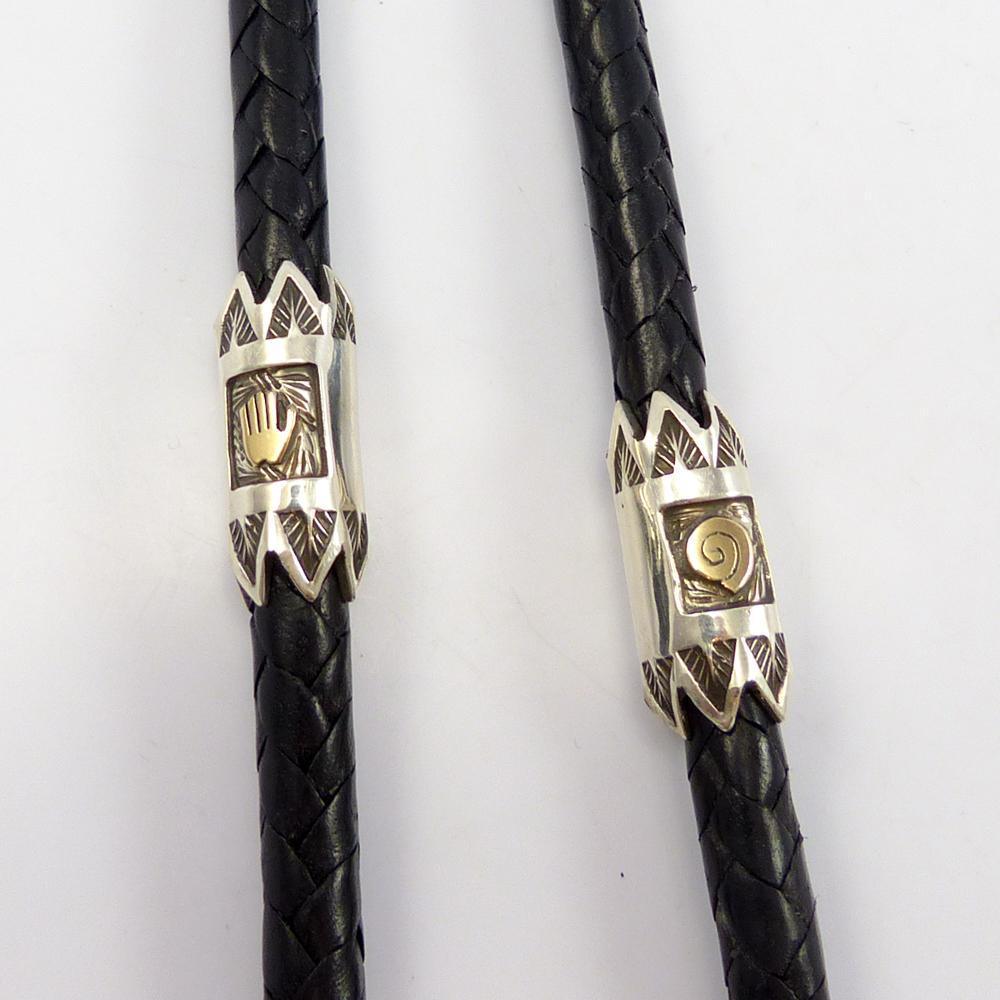 Bisbee Turquoise and Coral Bola Tie by Arland Ben - Garland's