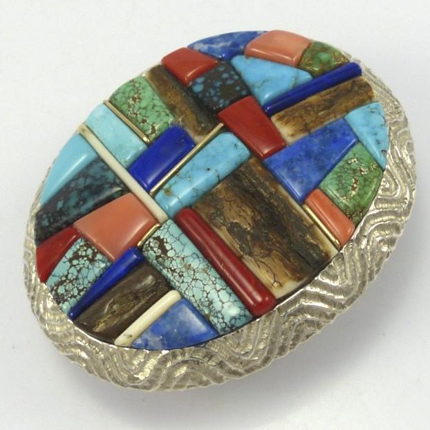 Cobbled Inlay Buckle by Alvin Yellowhorse - Garland's