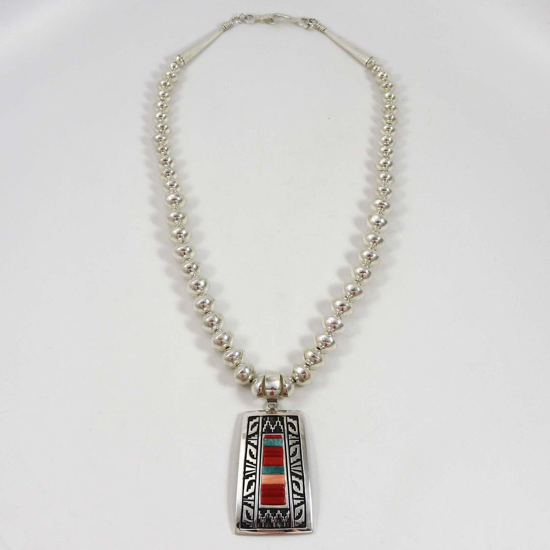 Coral and Turquoise Necklace by Beverly and Philbert Begay - Garland's