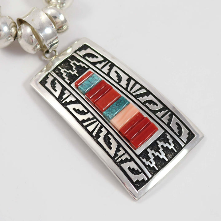 Coral and Turquoise Necklace by Beverly and Philbert Begay - Garland's