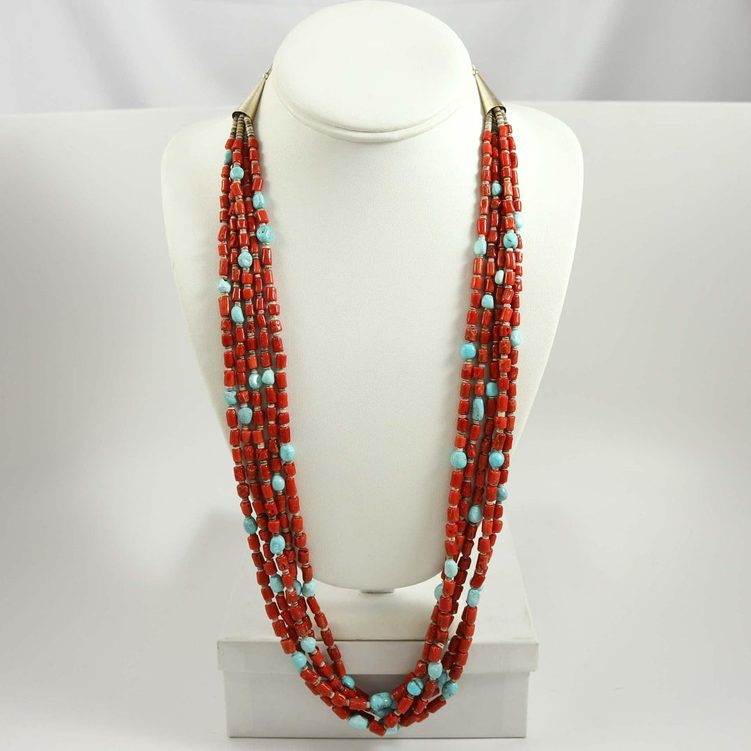 Coral and Turquoise Necklace by Lester Abeyta - Garland's