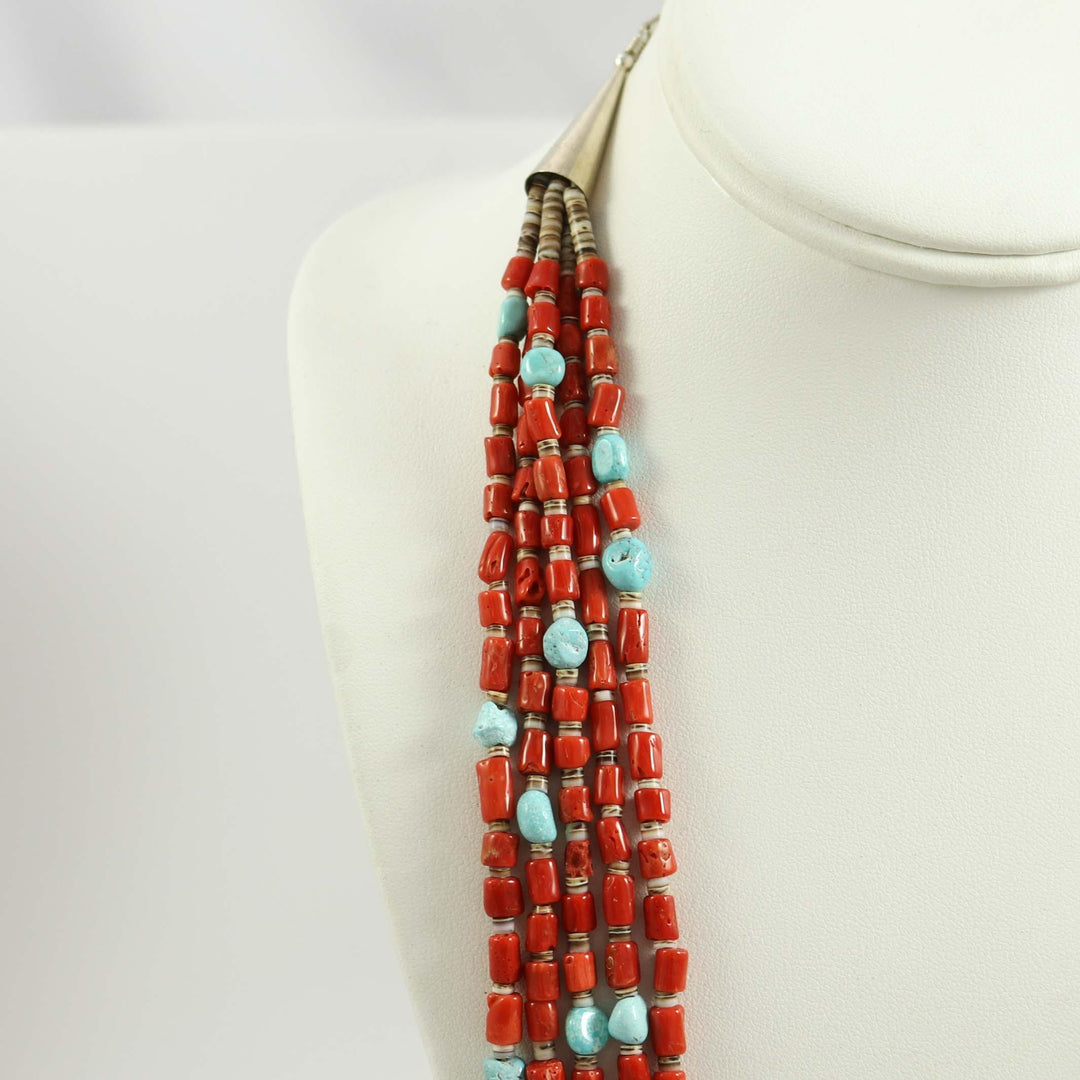 Coral and Turquoise Necklace by Lester Abeyta - Garland's