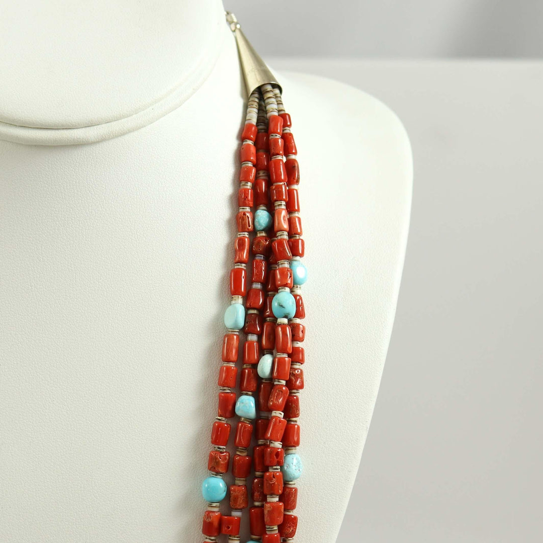 Coral and Turquoise Necklace by Lester Abeyta - Garland's