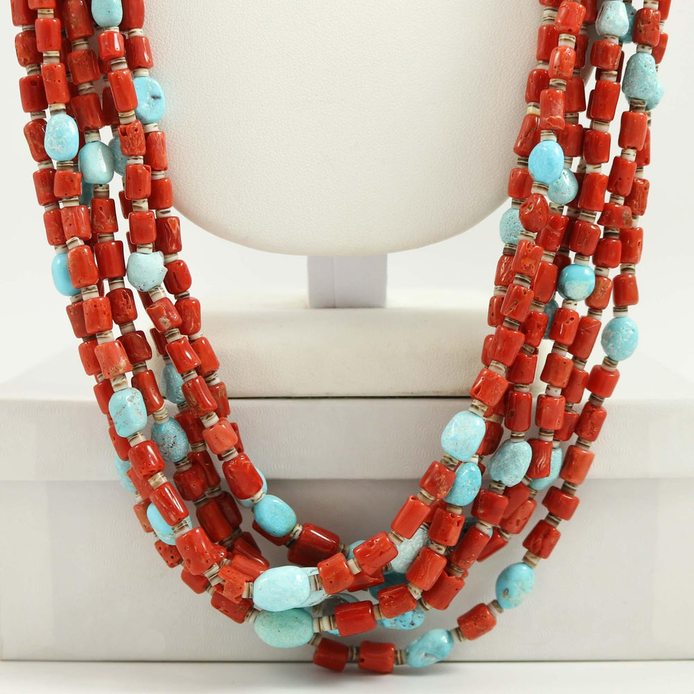Coral and Turquoise Necklace by Lester Abeyta - Garland's
