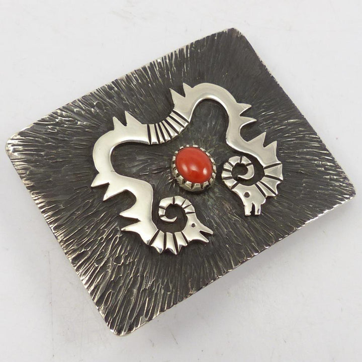 Coral Belt Buckle by Kee Yazzie - Garland's