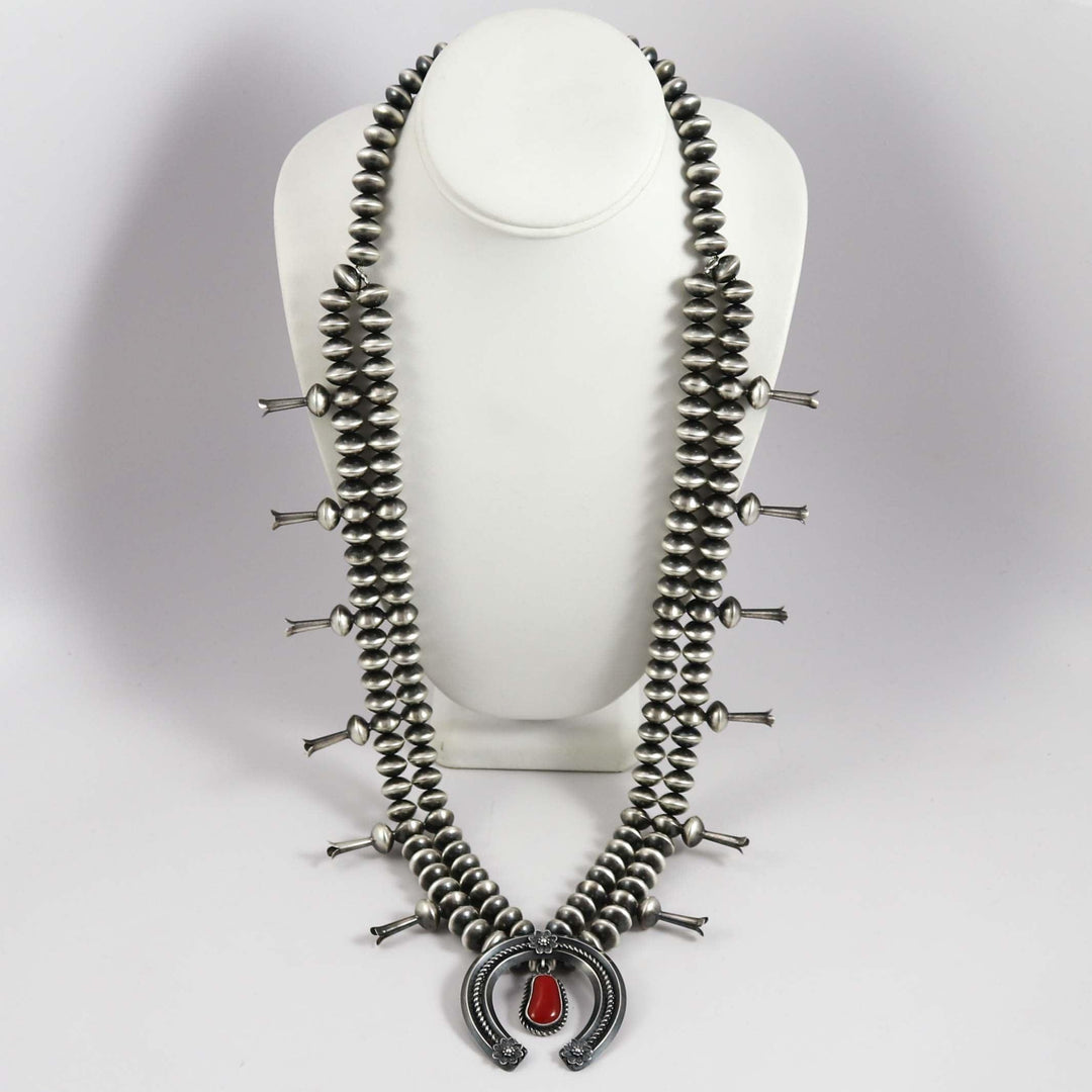 Coral Squash Blossom Necklace by Benjamin Haley Sr. - Garland's