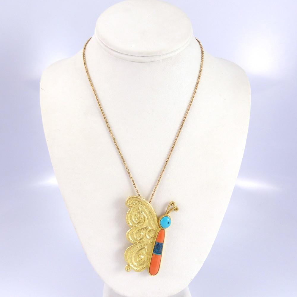 Gold Butterfly Necklace by Rebecca Begay - Garland's