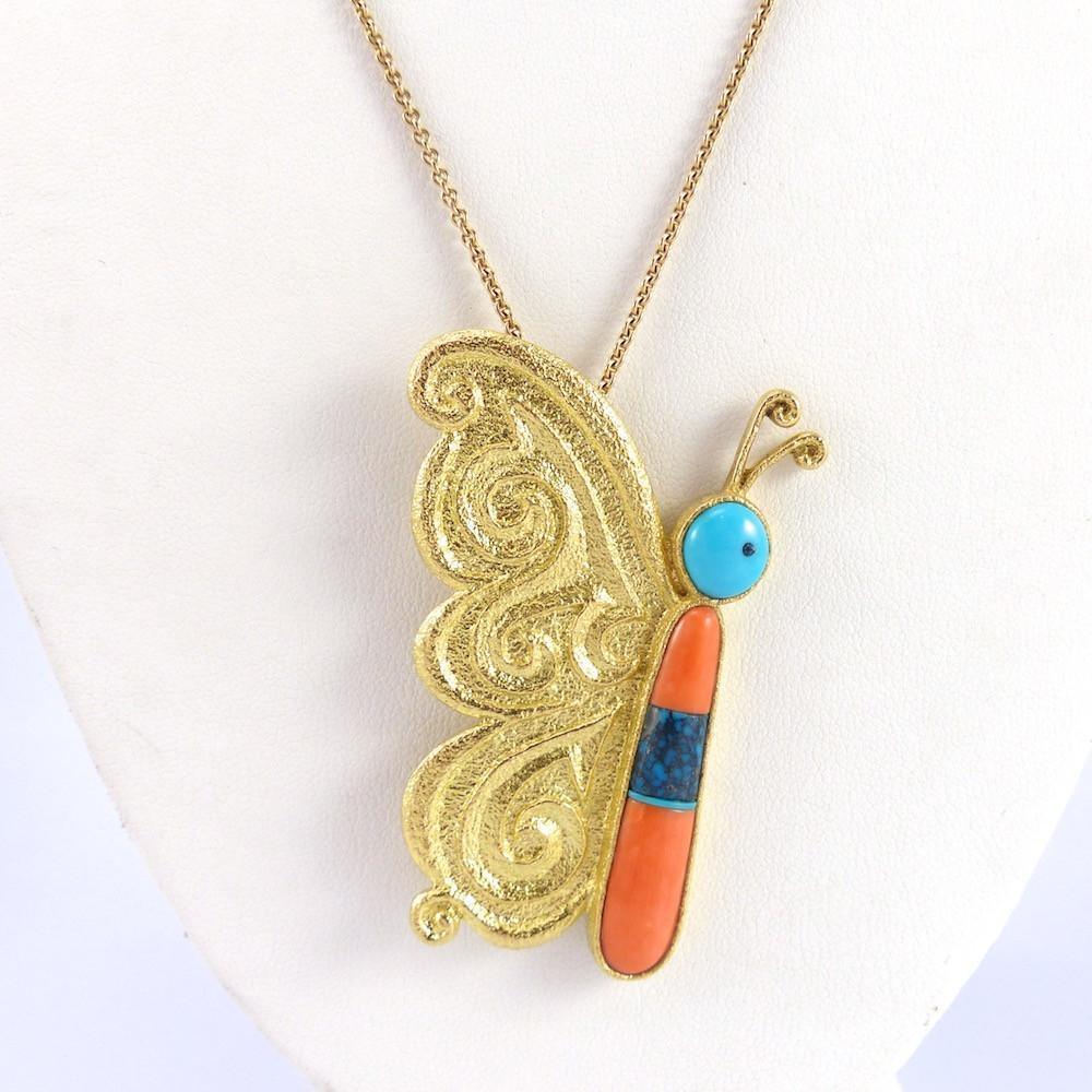 Gold Butterfly Necklace by Rebecca Begay - Garland's