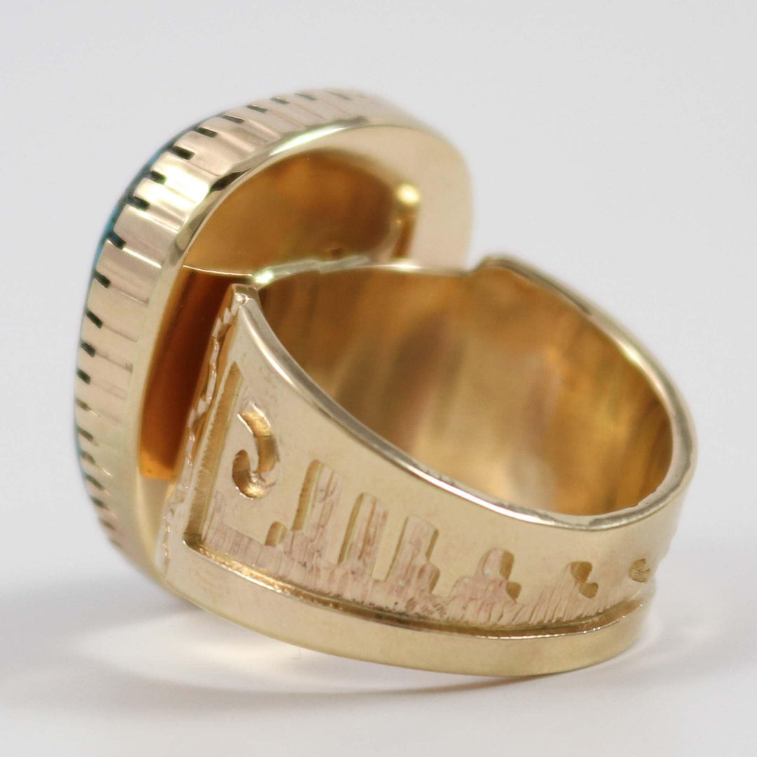 Gold Candelaria Turquoise Ring by Dina Huntinghorse - Garland's