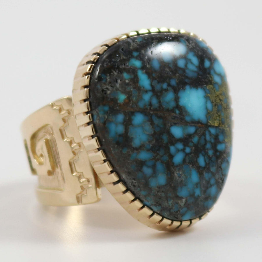 Gold Candelaria Turquoise Ring by Dina Huntinghorse - Garland's