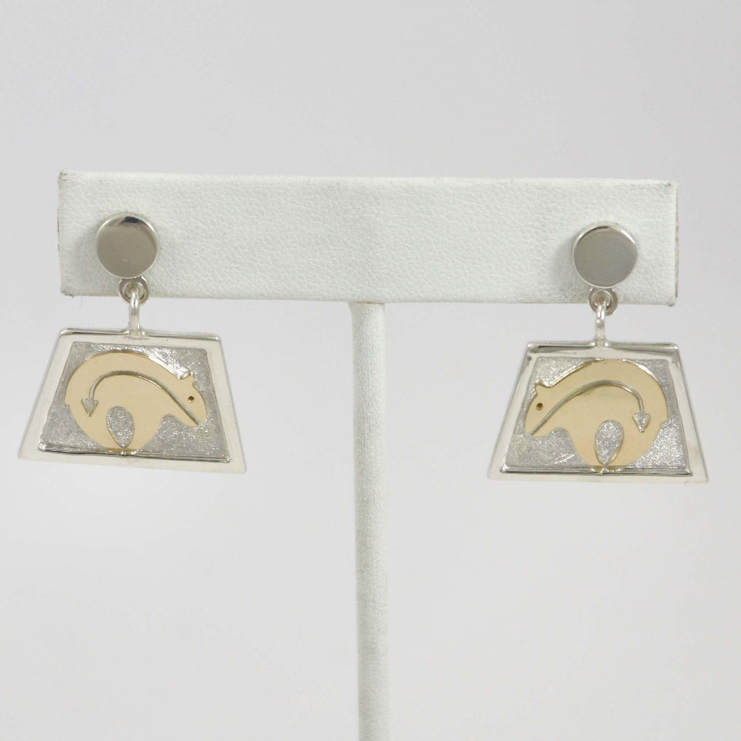 Gold on Silver Bear Earrings by Robert Taylor - Garland's