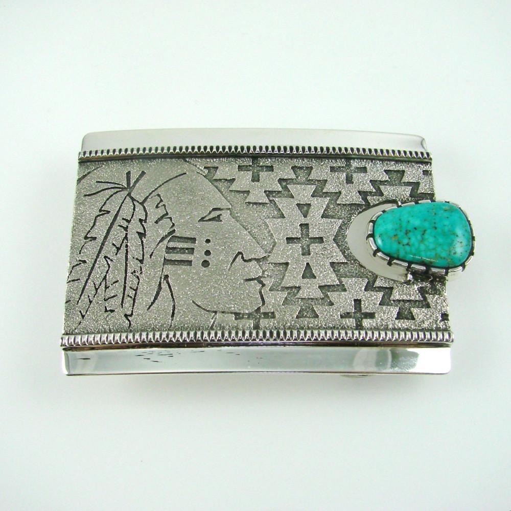 Kingman Turquoise Buckle by Richard Tsosie - Garland's