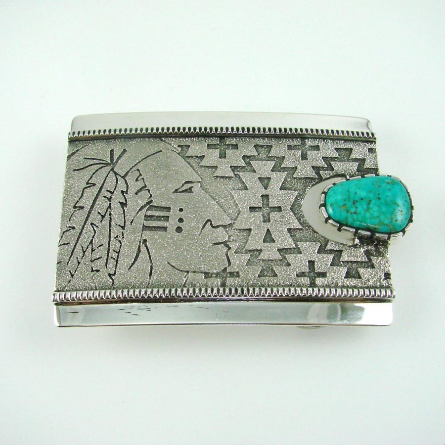 Kingman Turquoise Buckle by Richard Tsosie - Garland's