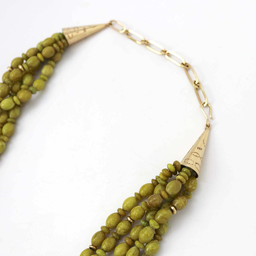 Serpentine and Gold Necklace by Joe and Terry Reano - Garland's