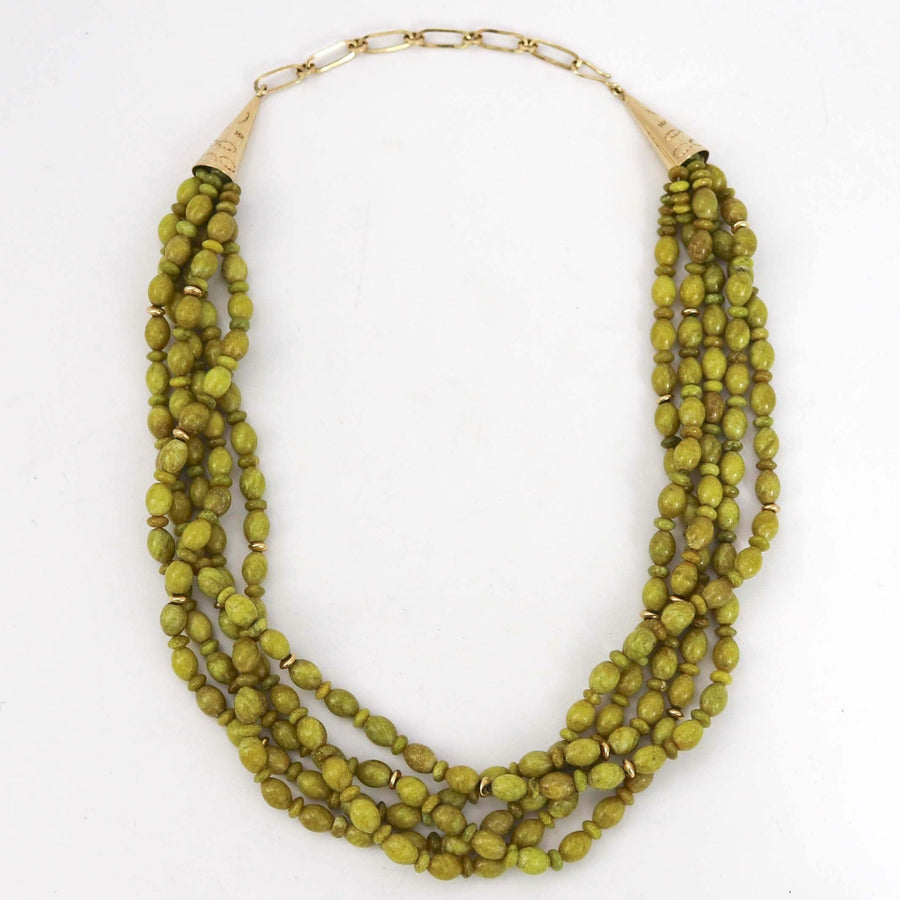 Serpentine and Gold Necklace by Joe and Terry Reano - Garland's