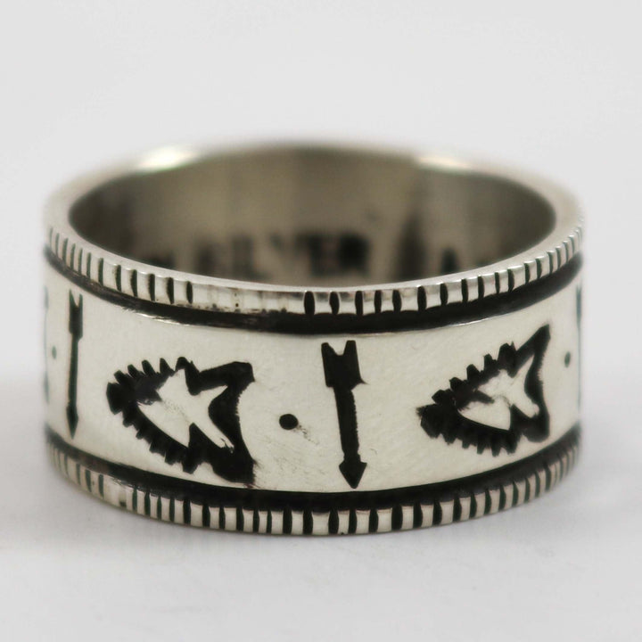 Stamped Coin Silver Ring by Arland Ben - Garland's