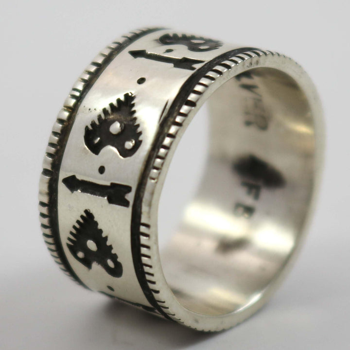 Stamped Coin Silver Ring by Arland Ben - Garland's