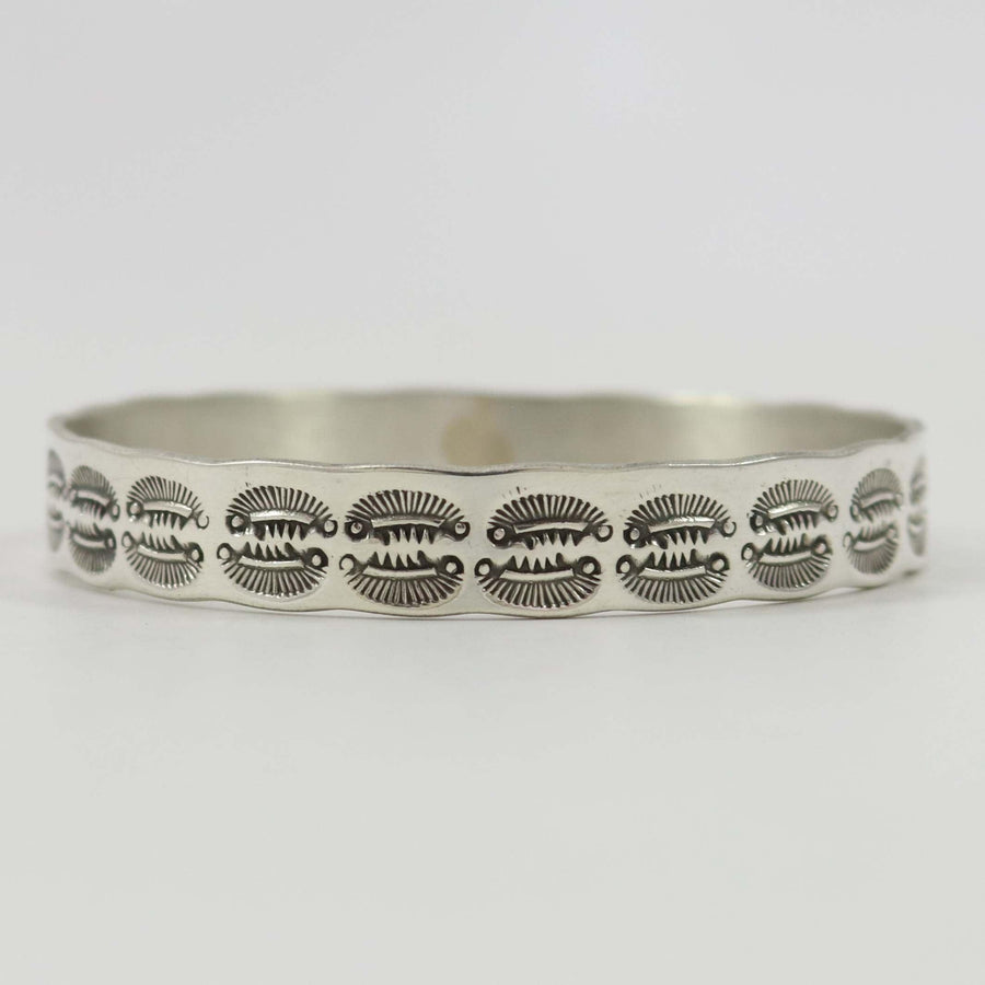 Stamped Silver Bangle by Roland Begay - Garland's