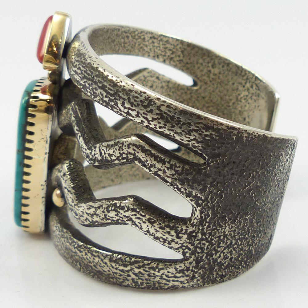 Turquoise and Coral Cuff by Edison Cummings - Garland's