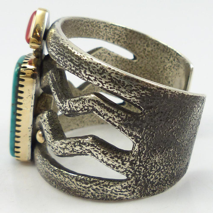 Turquoise and Coral Cuff by Edison Cummings - Garland's