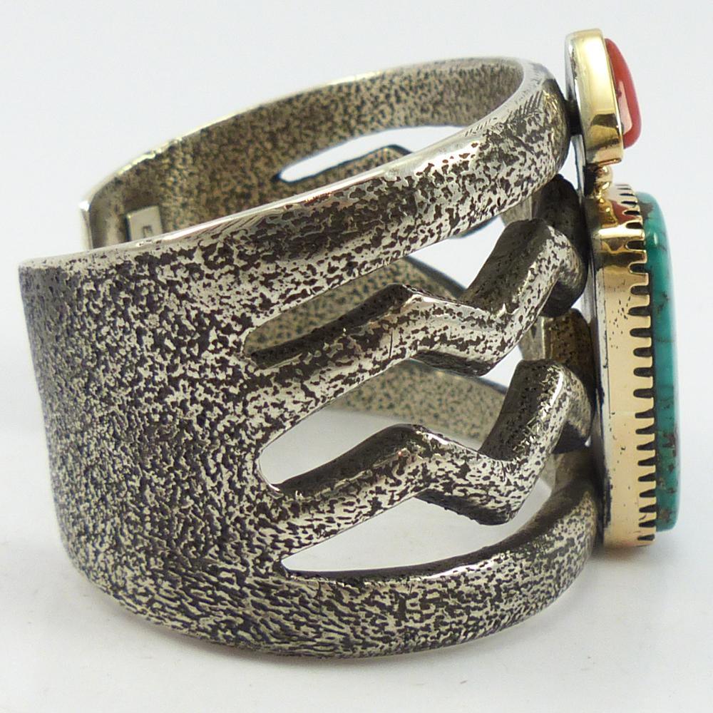 Turquoise and Coral Cuff by Edison Cummings - Garland's