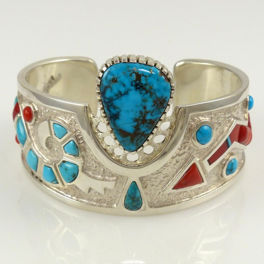 Turquoise and Coral Cuff by Michael Perry - Garland's